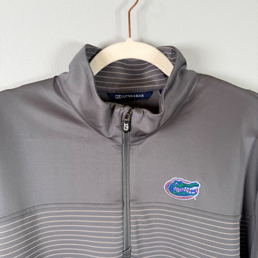 Cutter & Buck Florida Gators XL Gray Striped Quarter Zip Pullover Performance